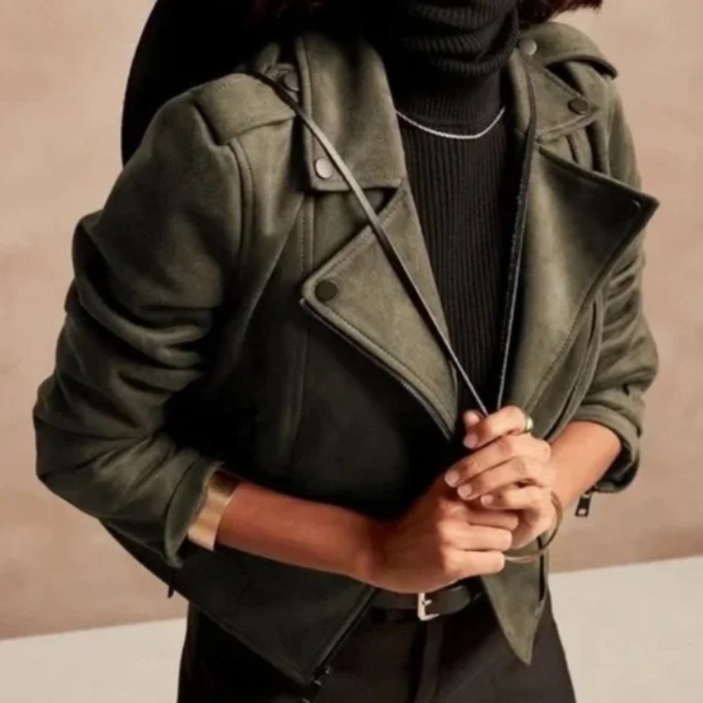 NWT Banana Republic Vegan Suede Moto Jacket